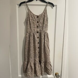 Japna Leopard print Midi Dress with Ruffle Hem